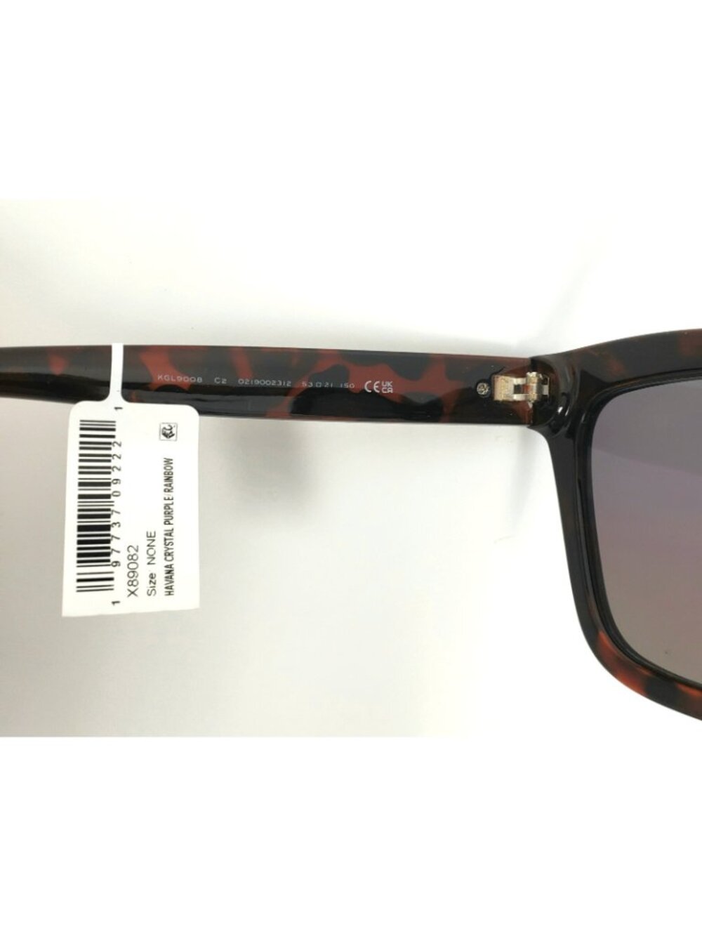 Kurt Geiger London KGL9008 53mm Square Cat Eye Sunglasses Havana Rainbow Mirror - Picture 4 of 5
